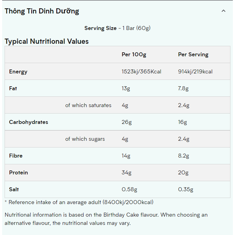 Hộp bánh protein Myprotein LAYERED PROTEIN BAR 6 thanh x 60g