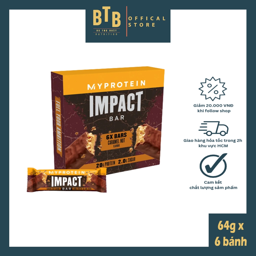 Hộp bánh protein Myprotein IMPACT BAR 6 thanh x 64g