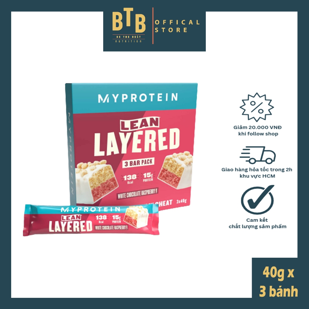 Hộp bánh protein Myprotein LEAN LAYERED PROTEIN BAR 3 thanh x 40g