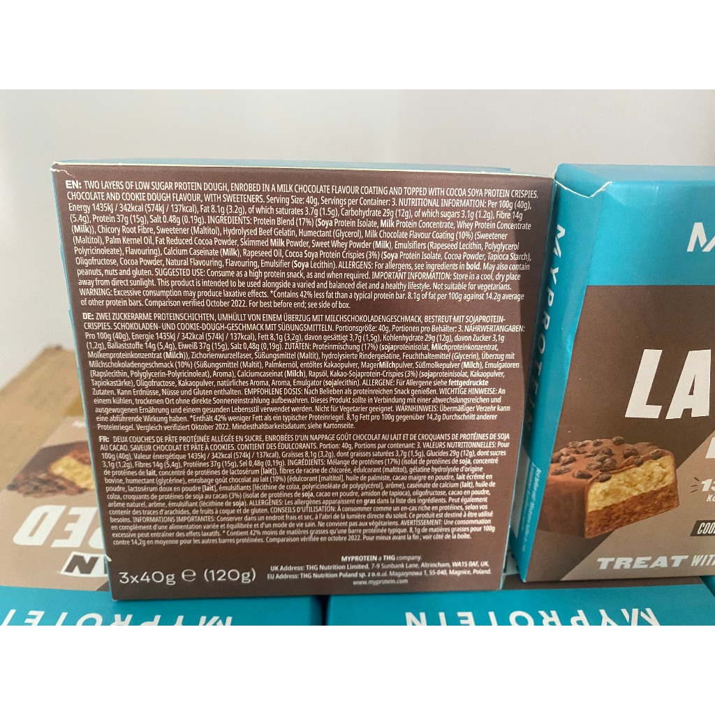 Hộp bánh protein Myprotein LEAN LAYERED PROTEIN BAR 3 thanh x 40g