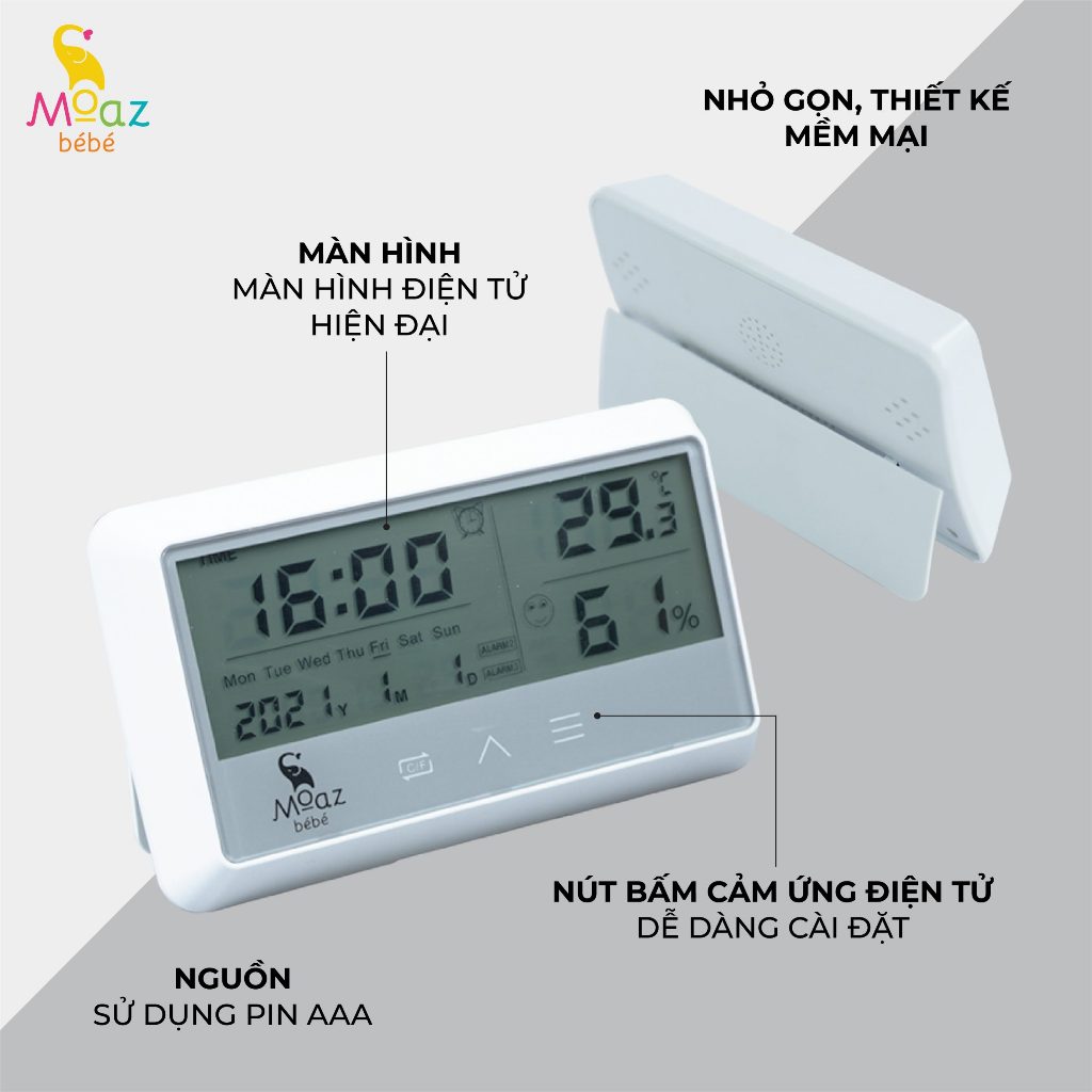 Thiết bị đo độ ẩm và nhiệt độ trong nhà Moaz Bebe MB027