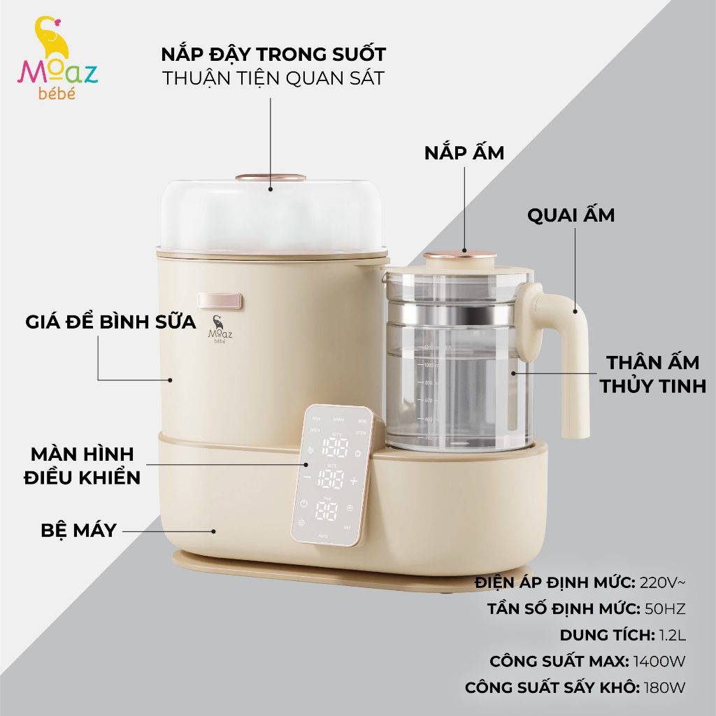 Máy tiệt trùng sấy khô và đun nước đa năng Moazbebe MB046