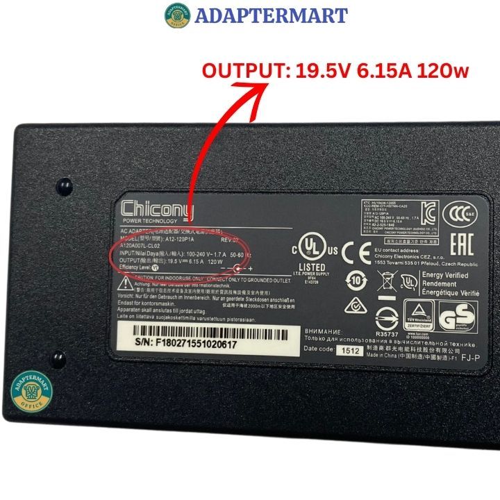 Sạc laptop MSI Chicony 19.5V-6.15A 120W chính hãng