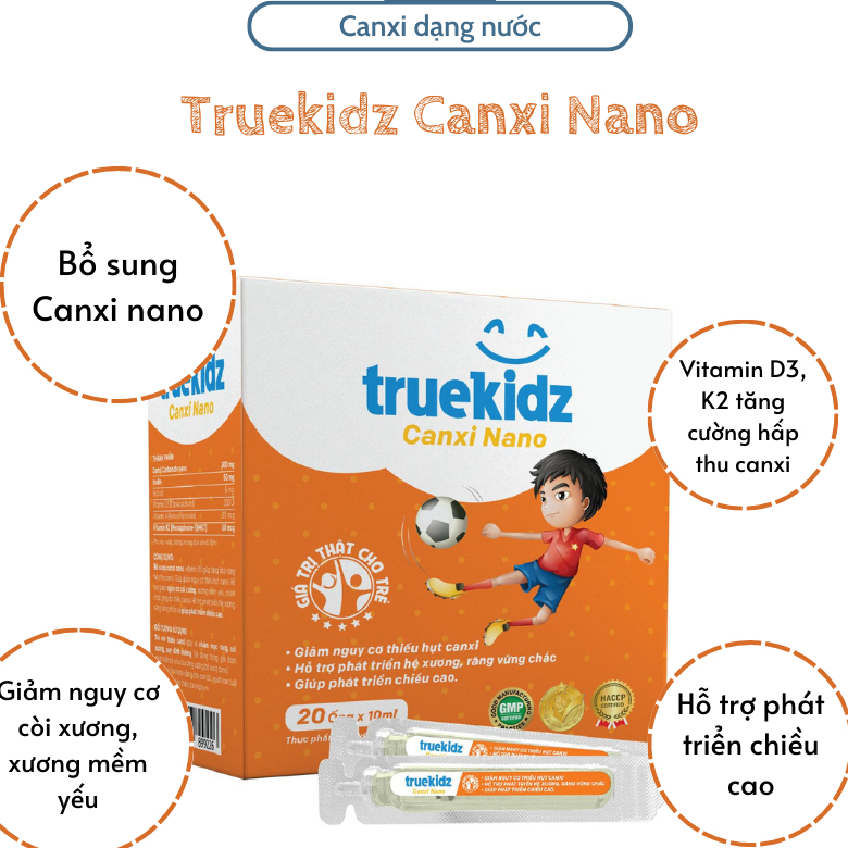 Siro Truekidz Canxi Nano bổ sung canxi + Vitamin D phát triển chiều cao cho bé