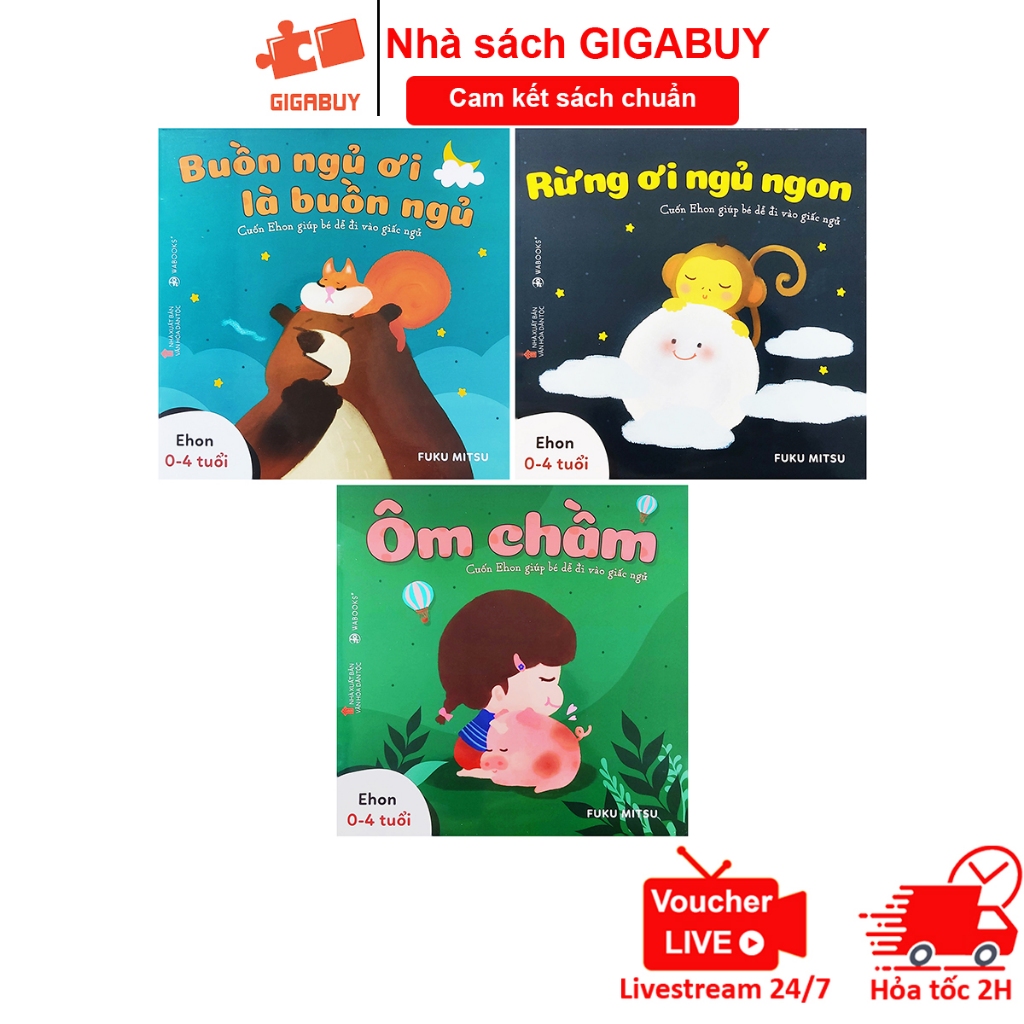 Sách - Combo 3 cuốn ehon giúp bé dễ đi vào giấc ngủ - Dành cho bé từ 0 đến 6 tuổi