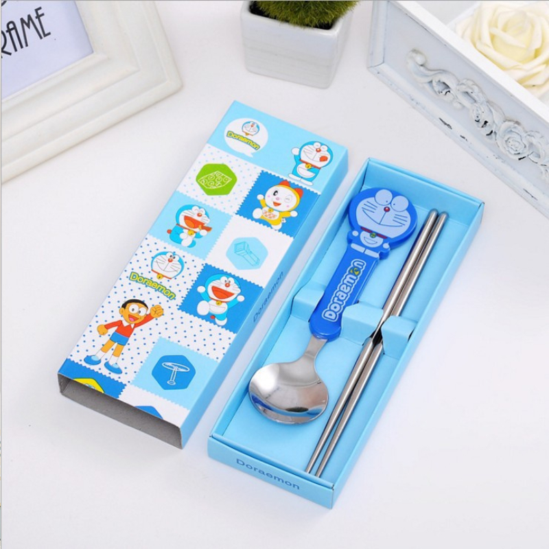 Set đũa thìa hoạt hình cho bé nhiều mẫu, set 1 đũa 1 thìa siêu dễ thương cho bé