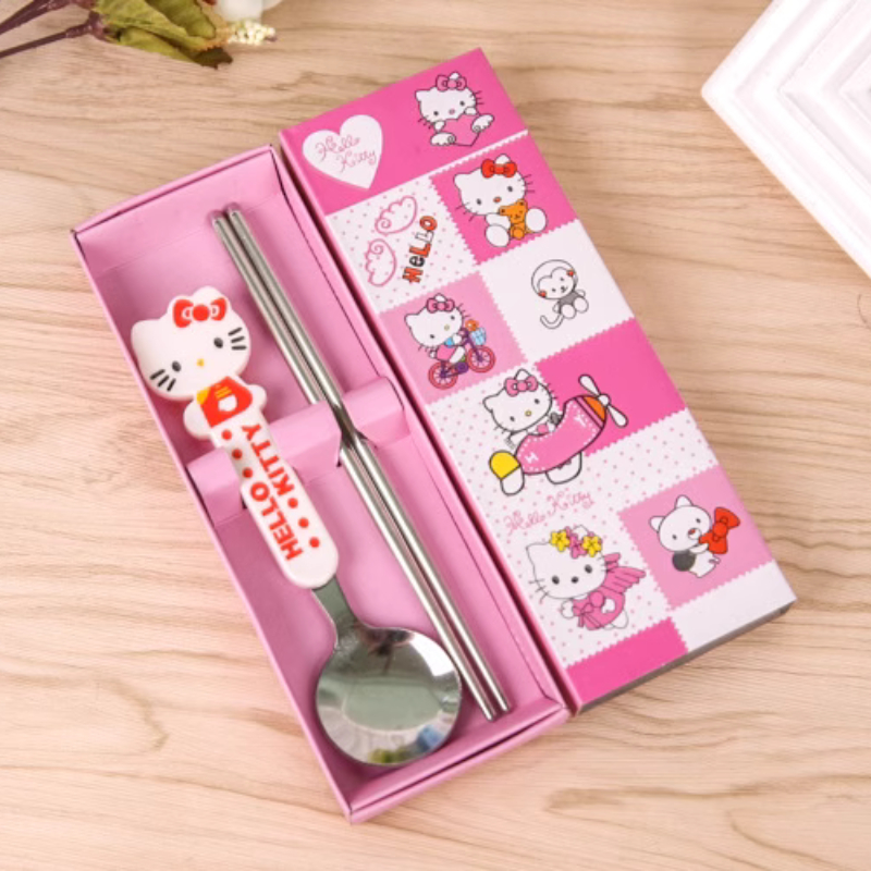 Set đũa thìa hoạt hình cho bé nhiều mẫu, set 1 đũa 1 thìa siêu dễ thương cho bé