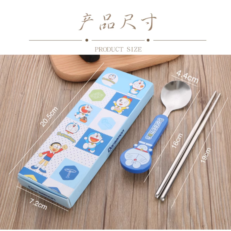 Set đũa thìa hoạt hình cho bé nhiều mẫu, set 1 đũa 1 thìa siêu dễ thương cho bé