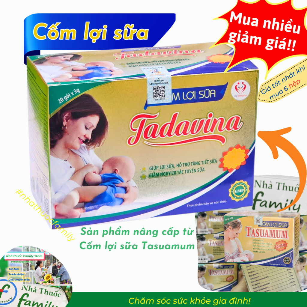 Cốm lợi sữa TADAVINA (Hộp 20 gói), Thương hiệu nâng cấp từ CLS Tasuamum được yêu thích từ 2012 [Chính hãng]