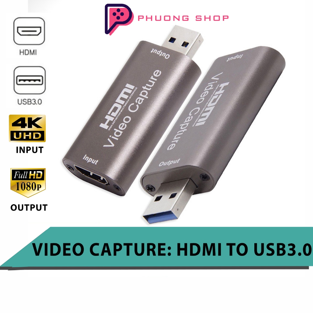 Đầu Video Capture Card HDMI sang USB 3.0 Livestreams game, dạy học, bán hàng - Chất lượng video đầu ra lên 1080P 60fps