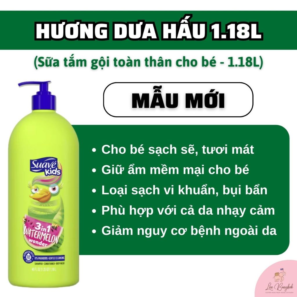 Sữa Tắm, Gội, Xả Trẻ Em Suave Kids 3in1 Hương Táo Xanh, Dâu, Dưa Hấu 532ml - 1.18L Chính Hãng