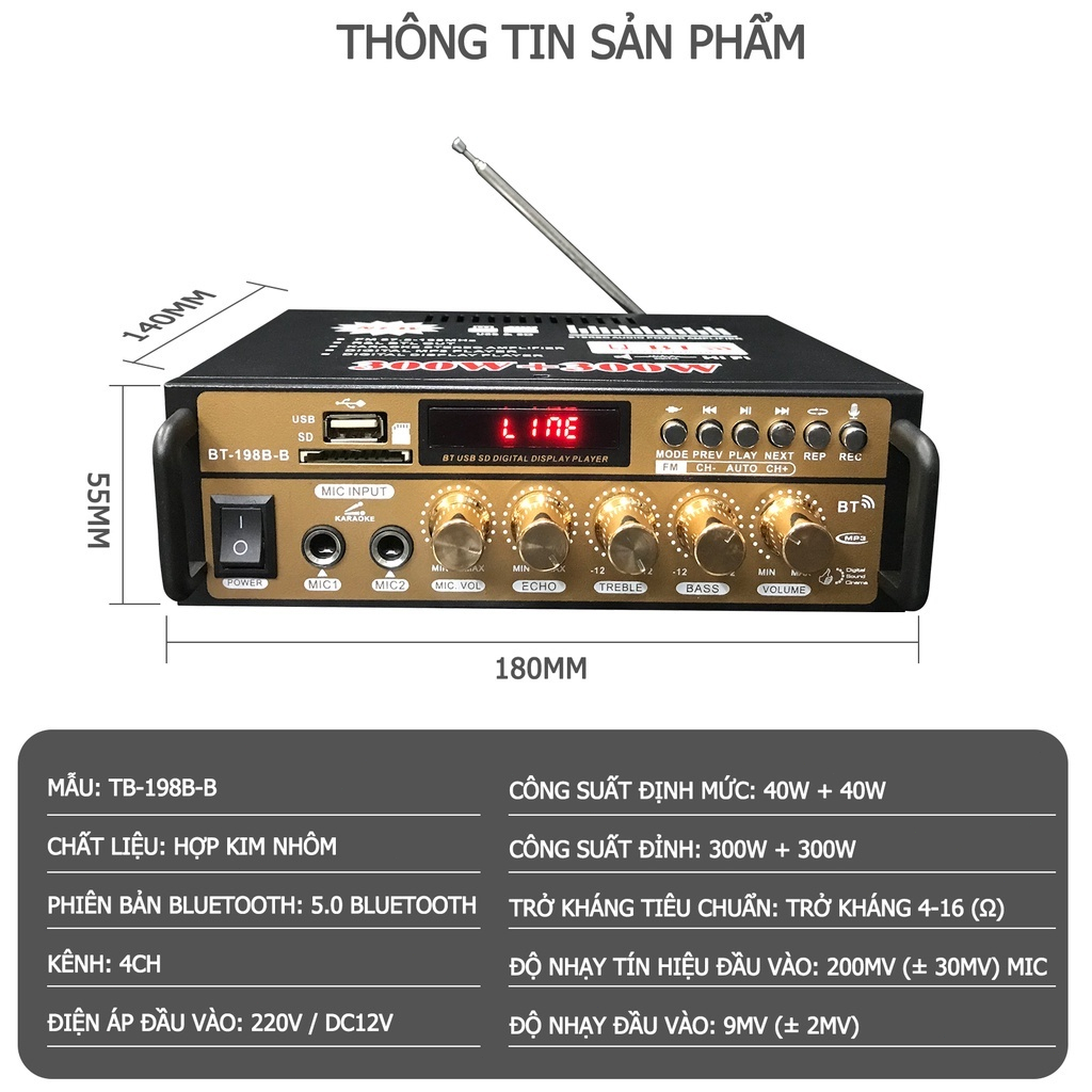 🧡FREESHIP🧡 Ampli Mini Loa Amly Bluetooth  KL-800（BT-198B） 600W Hát Karaoke Gia Đình Xe Ô Tô