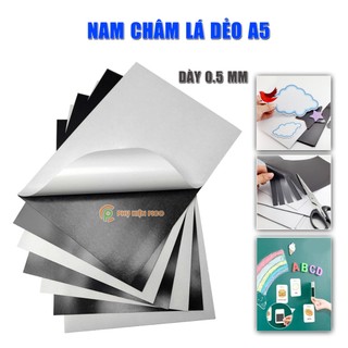 Nam châm lá dẻo A5 dày 0.5mm có keo dán decal băng keo nam châm làm giáo cụ dạy học bảng tên, ghi thông tin lên bảng từ