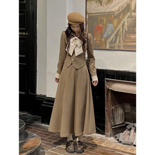 [ẢNH THẬT] SET NHUNG CHÉO CỔ NƠ CV XẾP LY DÁNG DÀI SNCCNC