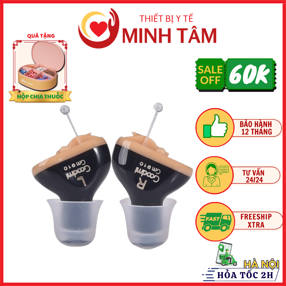 Máy trợ thính không dây siêu nhỏ GOODMI GM-910 [BẢO HÀNH 24 THÁNG] Tai nghe trợ thính tự động xử lý 