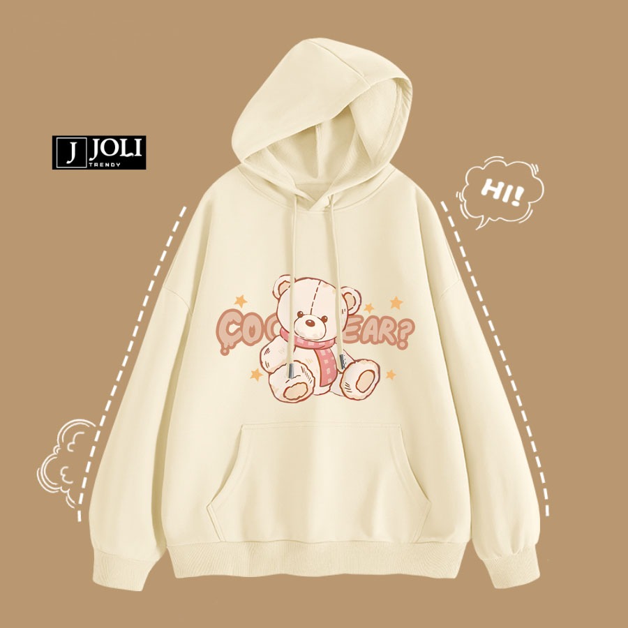 Áo Hoodie Gấu Coco Nam Nữ By JOLI Unisex Chất Nỉ Lót Bông Mũ 2 Lớp Form Rộng