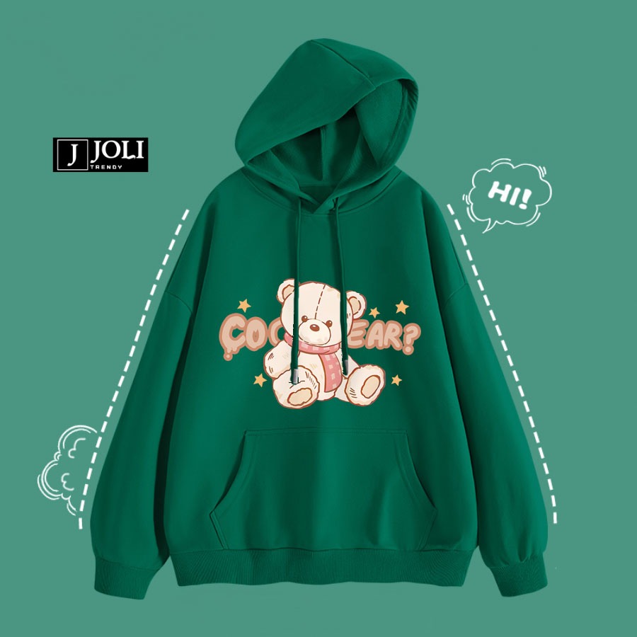 Áo Hoodie Gấu Coco Nam Nữ By JOLI Unisex Chất Nỉ Lót Bông Mũ 2 Lớp Form Rộng