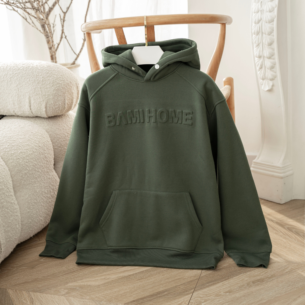 Áo Hoodie Nỉ Bông Unisex in logo BAMIHOME Cao Cấp Form Basic AHD01