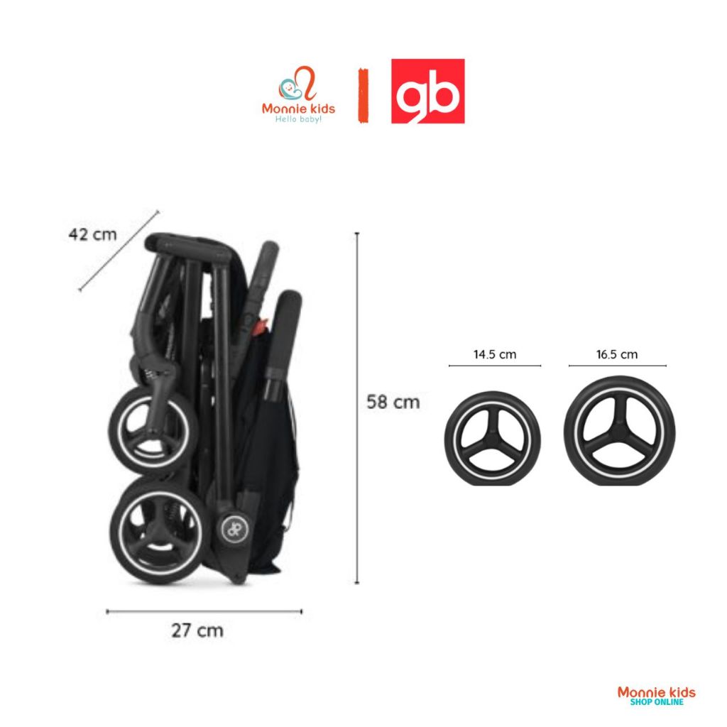 Xe đẩy gấp gọn GB Qbit + All-City cho bé 0m+, xe đẩy du lịch siêu nhẹ đa năng - Monnie Kids