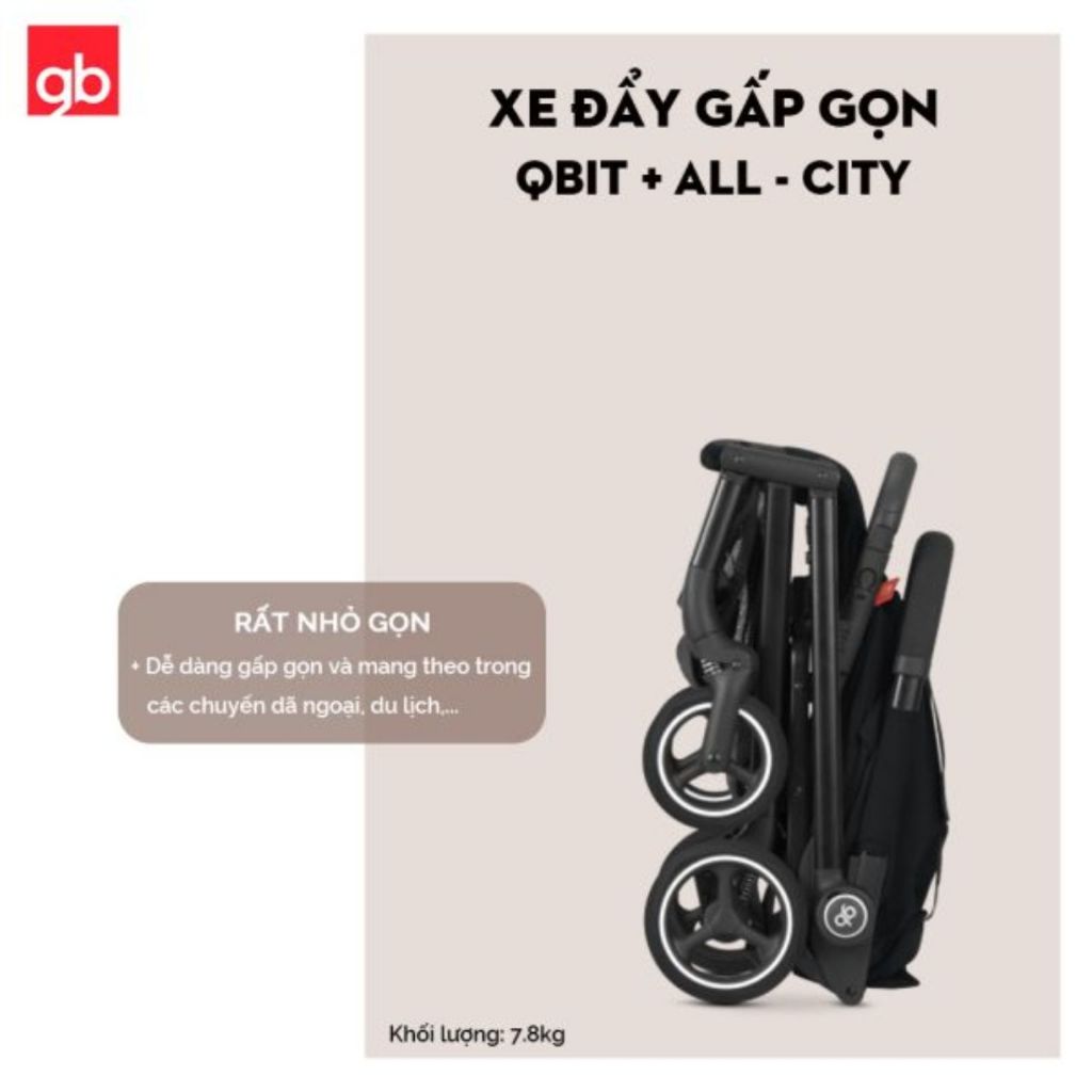 Xe đẩy gấp gọn GB Qbit + All-City cho bé 0m+, xe đẩy du lịch siêu nhẹ đa năng - Monnie Kids