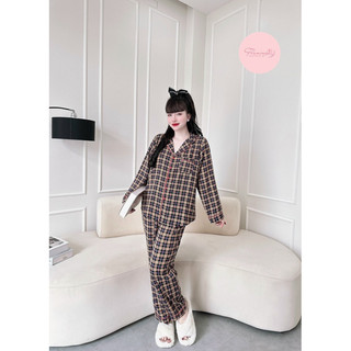 Bộ tay dài quần dài lụa mango Flamingo full size