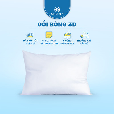 Gối Bông 3D CHU MY - Gối Nằm Khách Sạn Mềm Mại, Đàn Hồi Tốt, Nâng Đỡ Đầu Và Vai Gáy