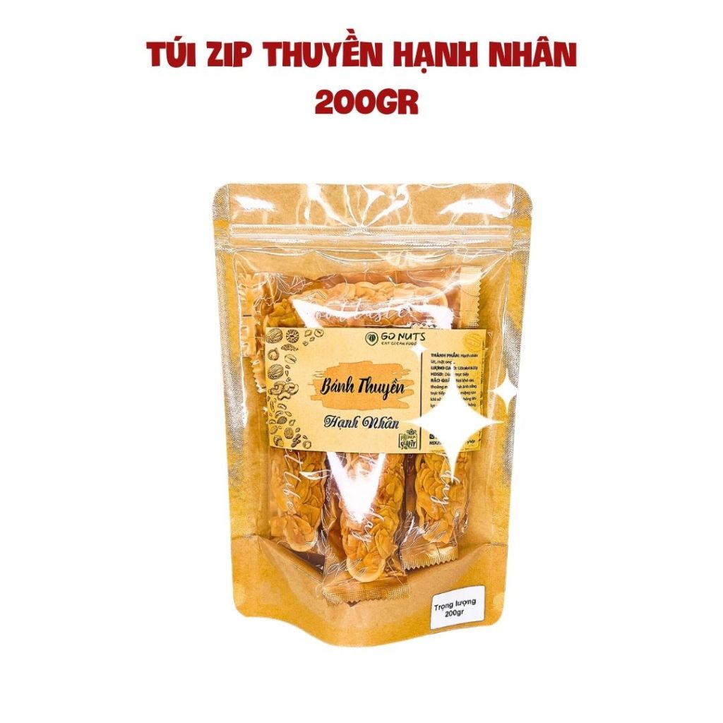 Combo C1: 1 túi Thuyền Điều Macca 200g + 1 túi Thuyền Hạnh Nhân 200g GO NUTS Bánh ăn kiêng hỗ trợ giảm cân không đường