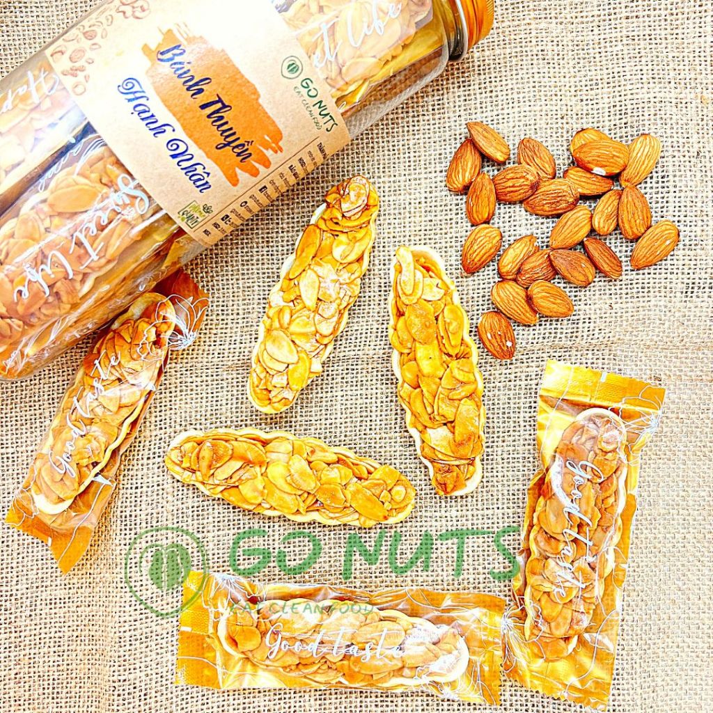 Combo C1: 1 túi Thuyền Điều Macca 200g + 1 túi Thuyền Hạnh Nhân 200g GO NUTS Bánh ăn kiêng hỗ trợ giảm cân không đường