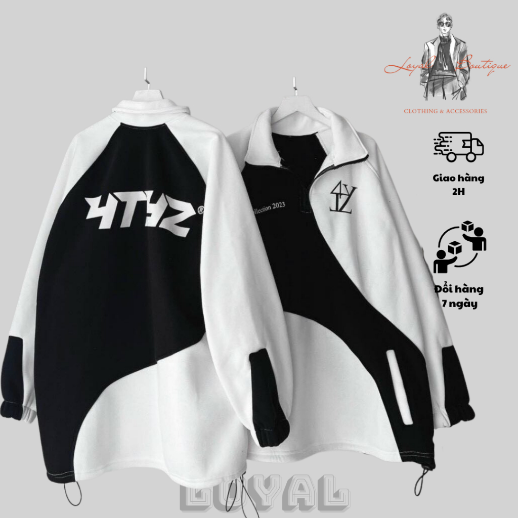 Áo khoác nỉ nam nữ unisex Loyal form rộng áo in chữ trước và sau có túi phía trước