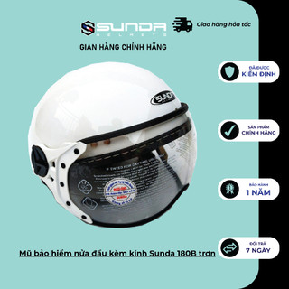 Nón bảo hiểm nửa đầu kèm kính Sunda 180B trơn