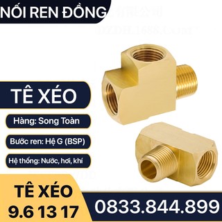Tê Lệch & Tê Nối Ren 9.6 13 17, Nối Tee Thau Ren Trong Ren Ngoài  Hệ Ren Bsp - Đồng Thau