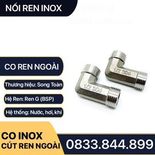 Co inox, co ren ngoài inox 1/2 , cút ren inox 21