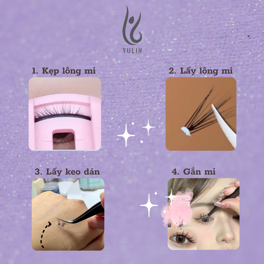Mi giả tự nhiên siêu mềm YULIN mã A06 , mi giả tách sợi tặng kèm keo và kẹp chuyên dụng