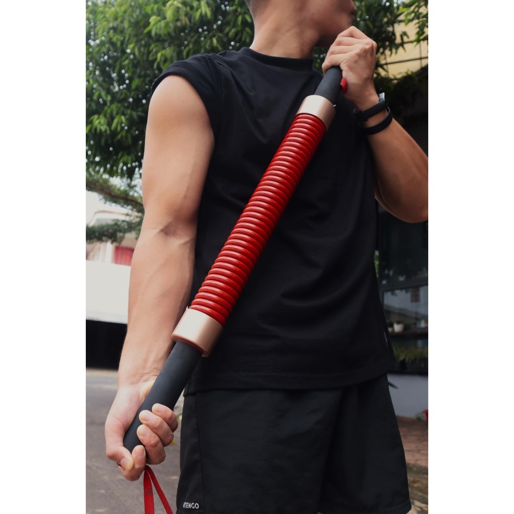 Gậy lò xo bẻ tập cơ tay đồ long 100kg huyết long 120kg màu vàng đỏ thanh lò xo 70kg 80kg 90kg tập ngực vai thể thao gym