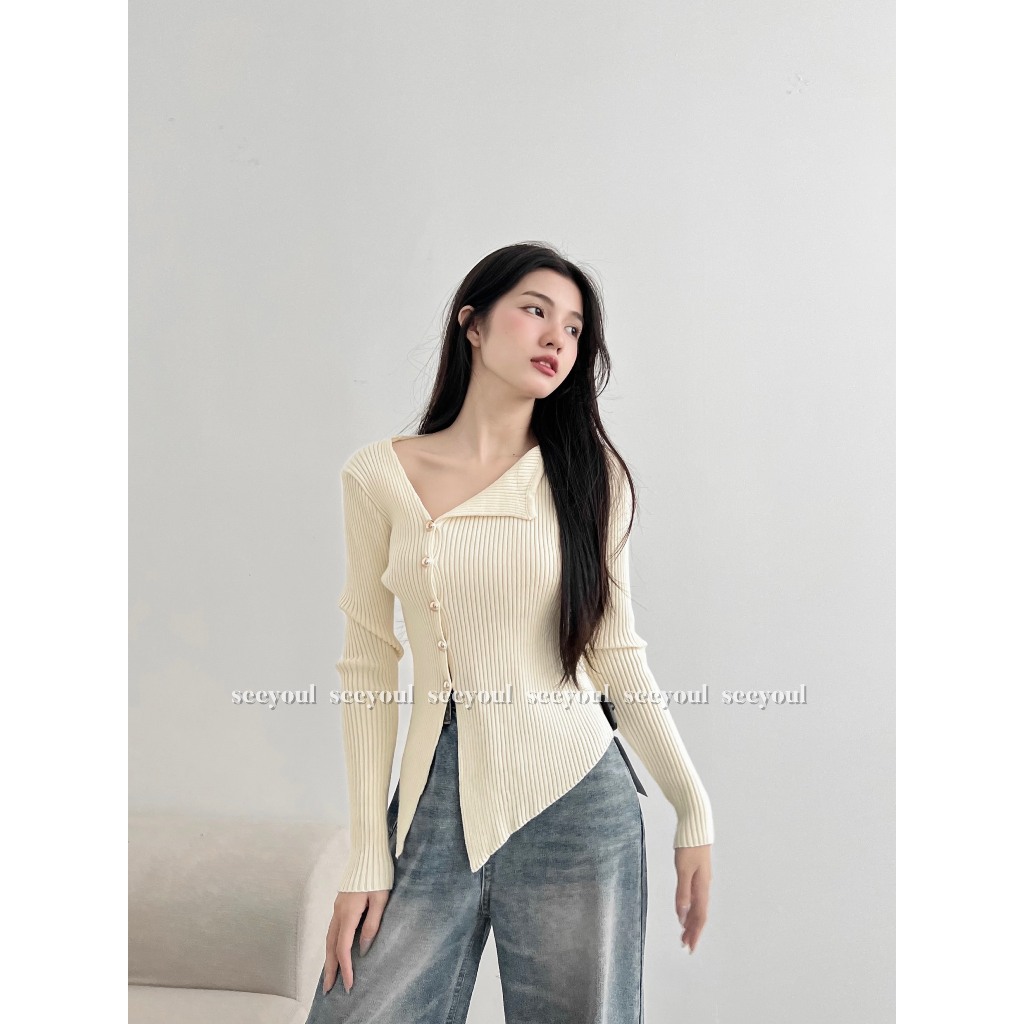 Áo len đính cúc basic-4494