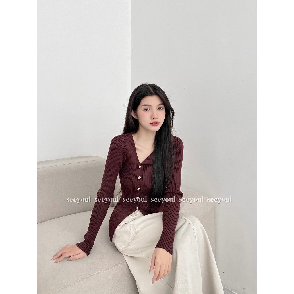 Áo len đính cúc basic-4494