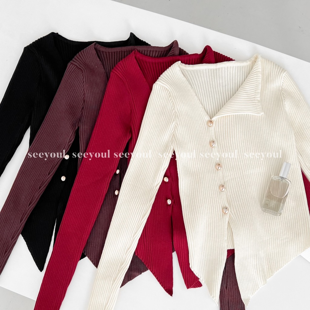 Áo len đính cúc basic-4494