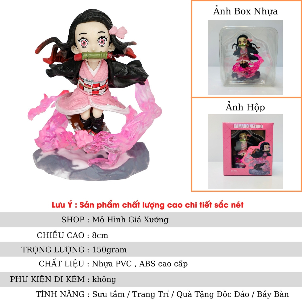 Mô Hình Kimetsu No Yaiba nezuko chiến đâu - Cao 8cm - nặng 100gram - Figure Thanh gươm diệt quỷ - Có Vỏ Hộp màu