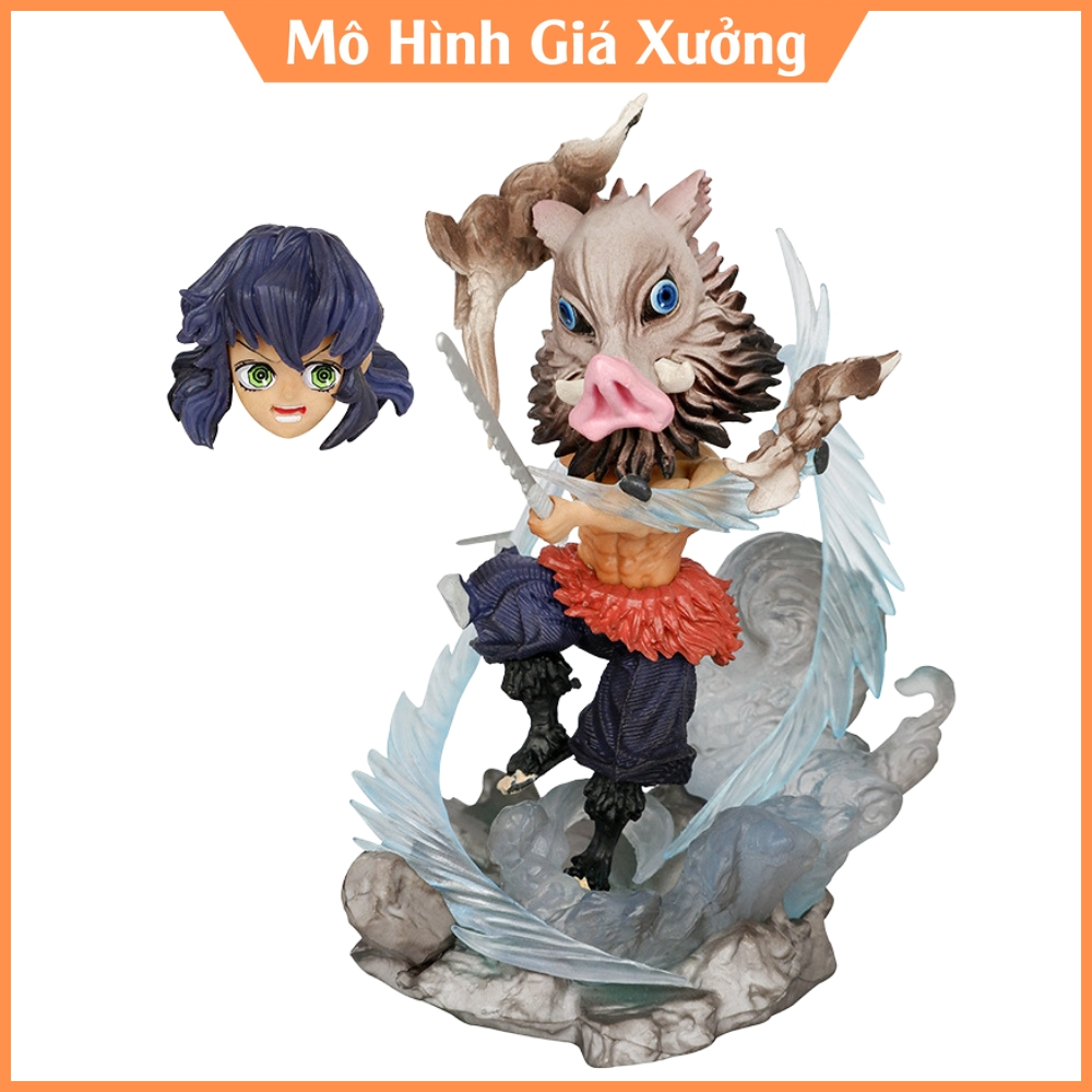 Mô Hình Kimetsu No Yaiba Inosuke chibi chiến đấu - Cao 10cm - nặng 130gram - Figure Thanh gươm diệt quỷ - Có Vỏ Hộp màu