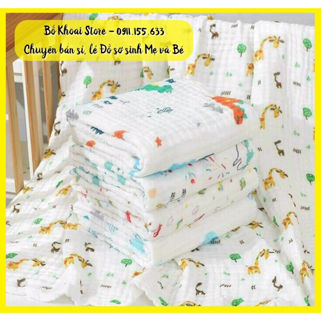 Khăn tắm xô nhăn 6 lớp siêu mềm, siêu thấm cho bé - Chăn xô nhăn 6 lớp đa năng  - Bố Khoai Store