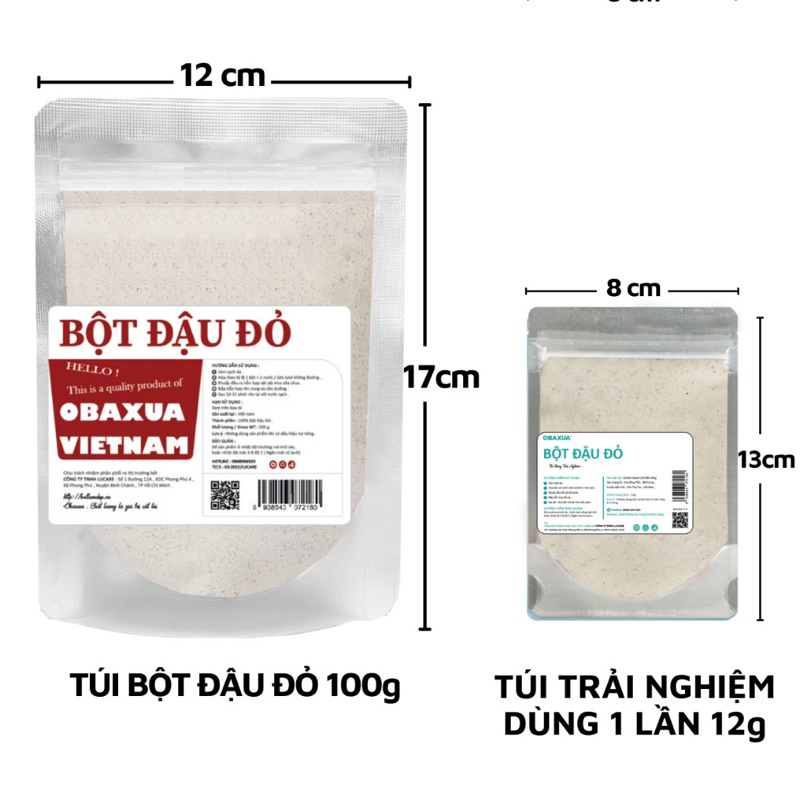 Bột đậu đỏ nguyên chất sạch mịn 100% Organic - OBAXUA