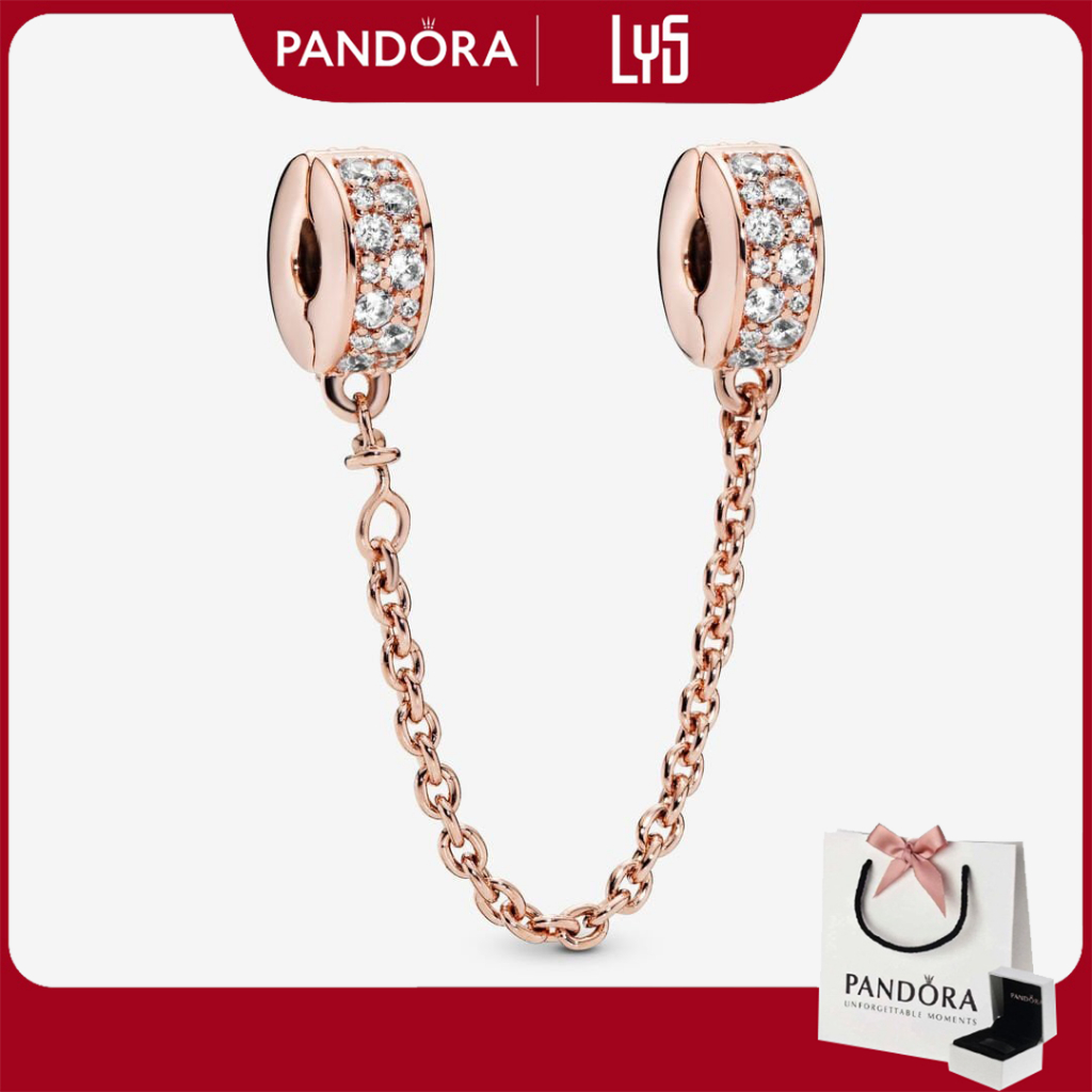 Charm Pandora khóa an toàn Clear Pavé Safety Chain Clip 1451
