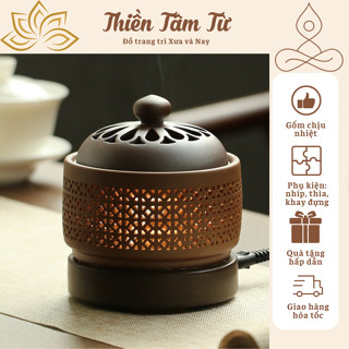 Lư xông trầm điện gốm chịu nhiệt cao cấp, Lư điện xông trầm hương có hẹn giờ chỉnh nhiệt tiện dụng