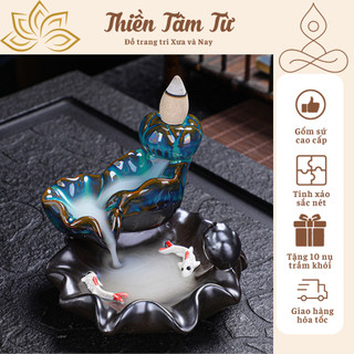 Thác khói trầm hương bằng gốm sứ cao cấp,thác khói làm sach không gian sống chất liệu gốm sứ