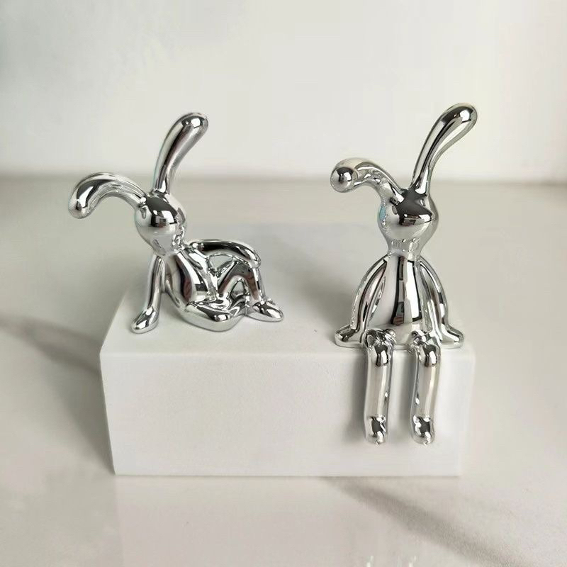 Thỏ trang trí decor dán trên hộp giấy, chai lọ