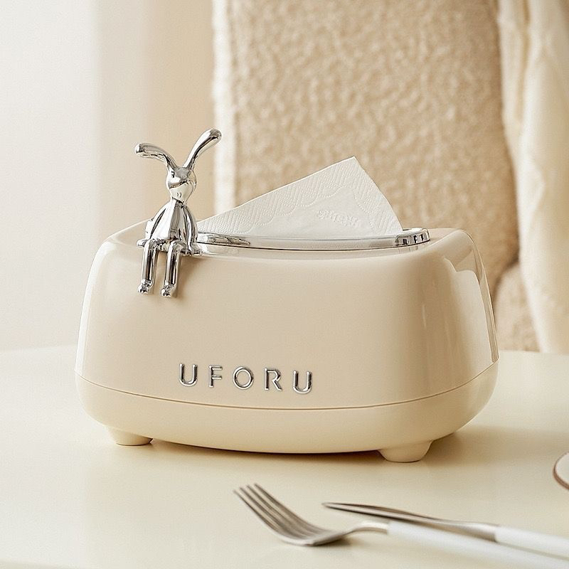 Thỏ trang trí decor dán trên hộp giấy, chai lọ