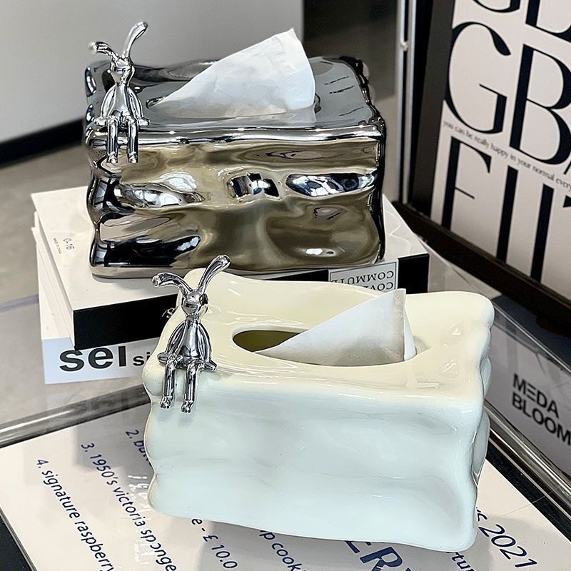 Thỏ trang trí decor dán trên hộp giấy, chai lọ