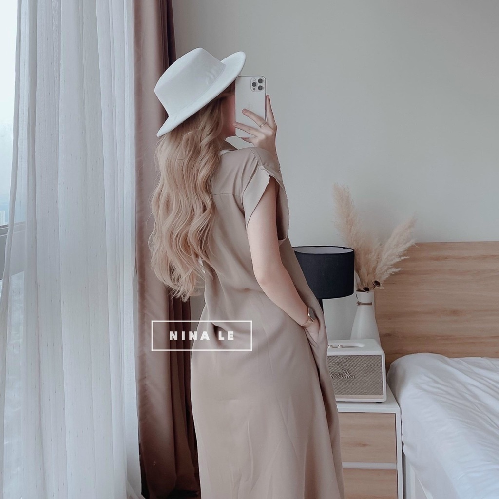 Váy nữ vạt bầu Đầm body cổ áo sơ mi đầm forrm rộng công sở bầu bí babydoll