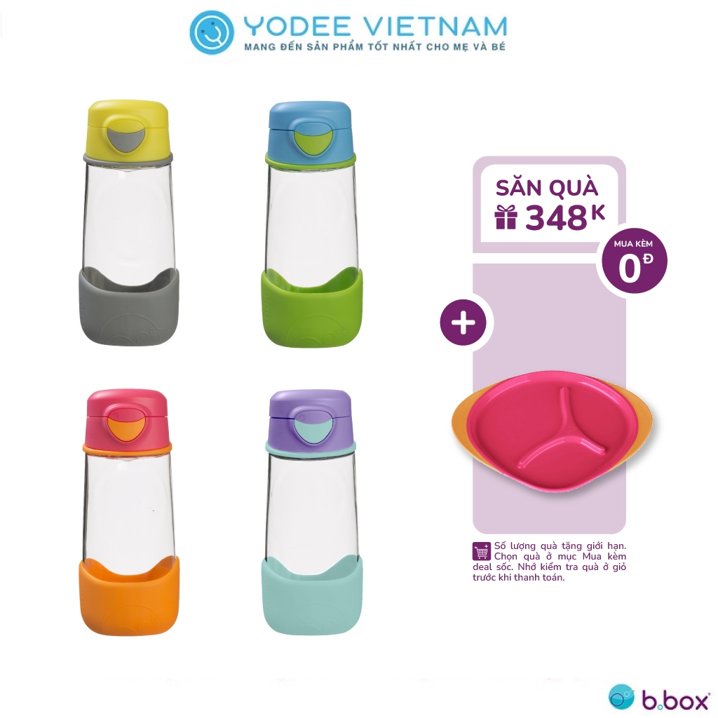 b.box Bình nước vòi silicone chất liệu Tritan cao cấp, có van chống sặc cho bé 450ml