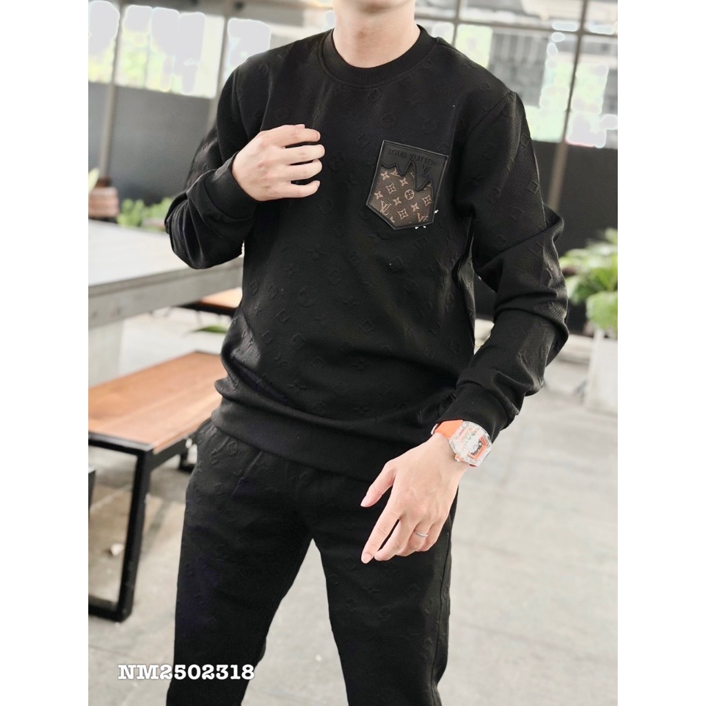 Bộ nỉ thu đông BND50 thời trang nam nữ cao cấp hình thêu túi nổi cá tính